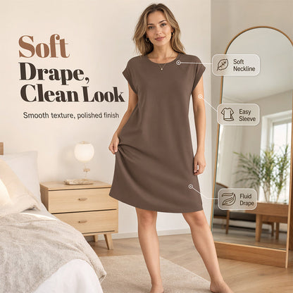 📢📢40% OFF !! ⏰Women's Crew Neck Solid Color Dress