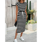 🌸 40% OFF NOW! 🌸Women's Striped Drawstring Waist Split Midi Dress