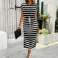 🌸 40% OFF NOW! 🌸Women's Striped Drawstring Waist Split Midi Dress