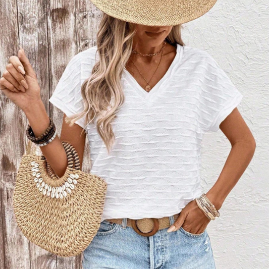 📢📢40% OFF !! ⏰Women's Elegant Short Sleeve V-Neck Top👚
