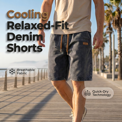📢📢40% OFF !! ⏰Men's Summer Lightweight Denim Shorts Loose Fit Casual Five-Point Pants