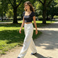 Women's Casual Wide-Leg Drawstring Pants