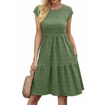 Women's Round Neck Sleeveless Knee-Length Dress