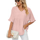 Women's V Neck Short Sleeve Casual Blouses Tops