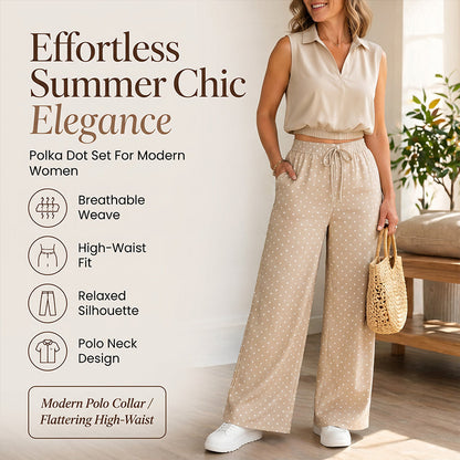 📢📢30% OFF & free shipping !! ⏰Women's Summer Crop Top and Polka Dot Pants Set