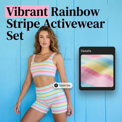 📢📢40% OFF !! ⏰Women’s Rainbow Stripe Tank & Shorts Set