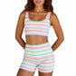 📢📢40% OFF !! ⏰Women’s Rainbow Stripe Tank & Shorts Set