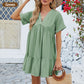 📢📢40% OFF !! ⏰Fashion Loose V-Neck Pleated Short Dress