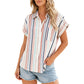 ⏳Limited-time 50% off⏰Women's Striped Short-Sleeve Button Down Shirt👔🏖️