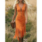 📢📢40% OFF !! ⏰Retro Western Tassel Sleeveless Slim Dress