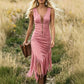 📢📢40% OFF !! ⏰Retro Western Tassel Sleeveless Slim Dress