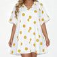 Women's Casual V-Neck Puff Sleeve Dress