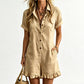 Women's Short Sleeve Button Up Romper with Pockets