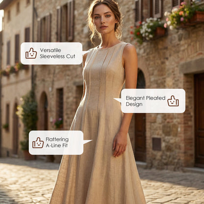 📢📢40% OFF !! ⏰ Women's Sleeveless Pleated Maxi Dress – Flattering A-line – 94K+ sold, perfect for summer or special occasions 🌸🌿☀️