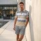 📢📢50% OFF !! ⏰Men's Striped T-Shirt & Shorts  2-Piece Set