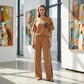 Women's Leopard Print Patchwork 2-Piece Set