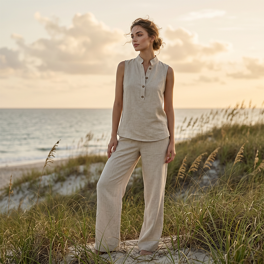 📢📢40% OFF !! ⏰ Women's Minimalist Sleeveless Top & Wide-Leg Pants Set