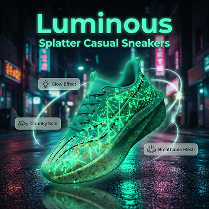📢📢40% OFF !! ⏰Glow-in-the-Dark Splatter Print Casual Sneakers