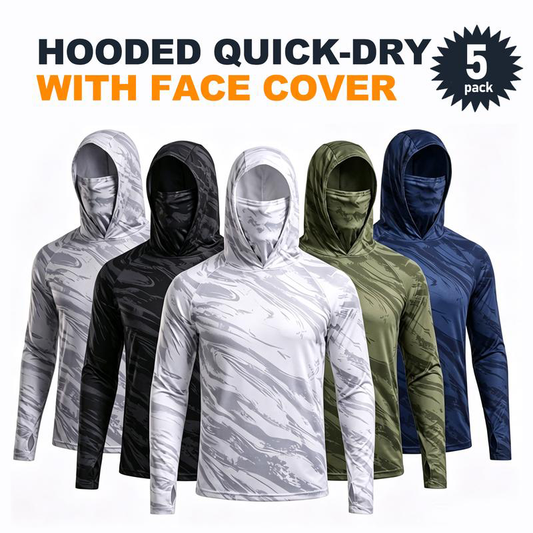 📢📢30% OFF !! ⏰Men's 5-Pack UV Protection Hooded Sun Shirts