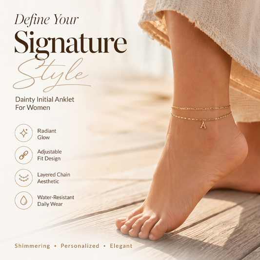 📢📢30% OFF !! ⏰Dainty Layered Gold Initial Anklets