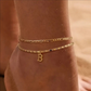 Dainty Layered Gold Initial Anklets