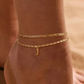 Dainty Layered Gold Initial Anklets
