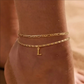 Dainty Layered Gold Initial Anklets