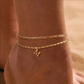 Dainty Layered Gold Initial Anklets