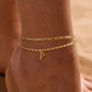 Dainty Layered Gold Initial Anklets