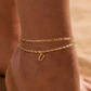 Dainty Layered Gold Initial Anklets