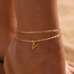 Dainty Layered Gold Initial Anklets