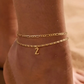 Dainty Layered Gold Initial Anklets