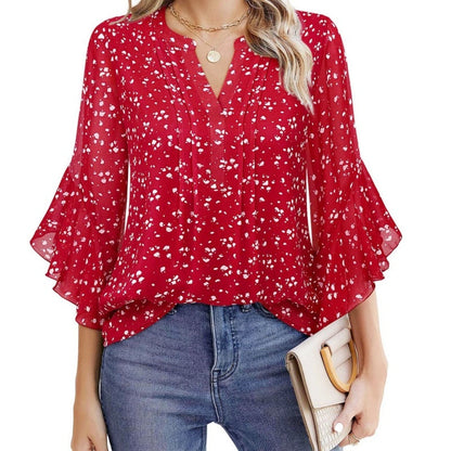 📢📢40% OFF !! ⏰Women's 3/4 Sleeve Chiffon Blouse – Elegant Business Casual Top