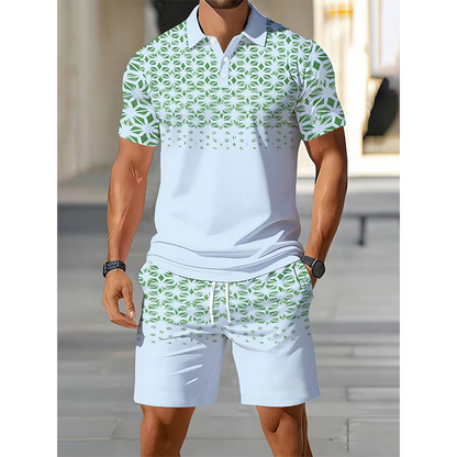 🎉 2026 Sale — Over 53,000 Sold! 👕 Men's Casual Short Sleeve Top & Shorts Set – Geometric Pattern Design 🌿