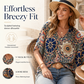 📢📢40% OFF !! ⏰Women's V-Neck Bohemian Print Blouse Summer Loose Fit Shirt