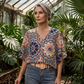 📢📢40% OFF !! ⏰Women's V-Neck Bohemian Print Blouse Summer Loose Fit Shirt