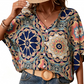 📢📢40% OFF !! ⏰Women's V-Neck Bohemian Print Blouse Summer Loose Fit Shirt