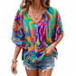 📢📢40% OFF !! ⏰Women's V-Neck Bohemian Print Blouse Summer Loose Fit Shirt