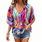 📢📢40% OFF !! ⏰Women's V-Neck Bohemian Print Blouse Summer Loose Fit Shirt