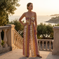📢📢40% OFF !! ⏰Women's Strapless Geometric Print Wide-Leg Jumpsuit