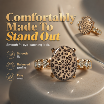 📢📢40% OFF !! ⏰Vintage Leopard Print Oval Ring