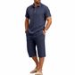 📢📢40% OFF !! ⏰Men Summer Shirt and Crop Pants Set Casual Beach Outfit