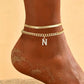 Dainty Layered Gold Initial Anklets for Women