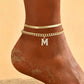 Dainty Layered Gold Initial Anklets for Women