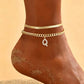 Dainty Layered Gold Initial Anklets for Women
