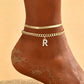 Dainty Layered Gold Initial Anklets for Women