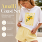Women Summer Lemon Graphic T-Shirt and Striped Shorts Set