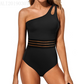 Women's One-Shoulder Ruched One-Piece Swimsuit