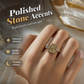 Vintage Gold Virgin Mary Oval Crystal Ring