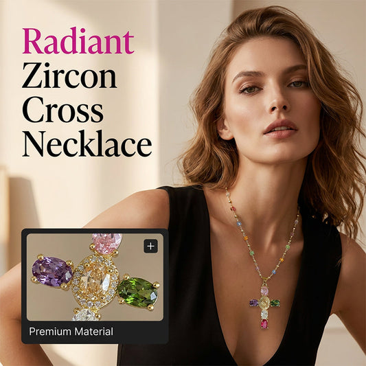 📢📢40% OFF !! ⏰Women's Colorful Zircon Cross Pendant Necklace